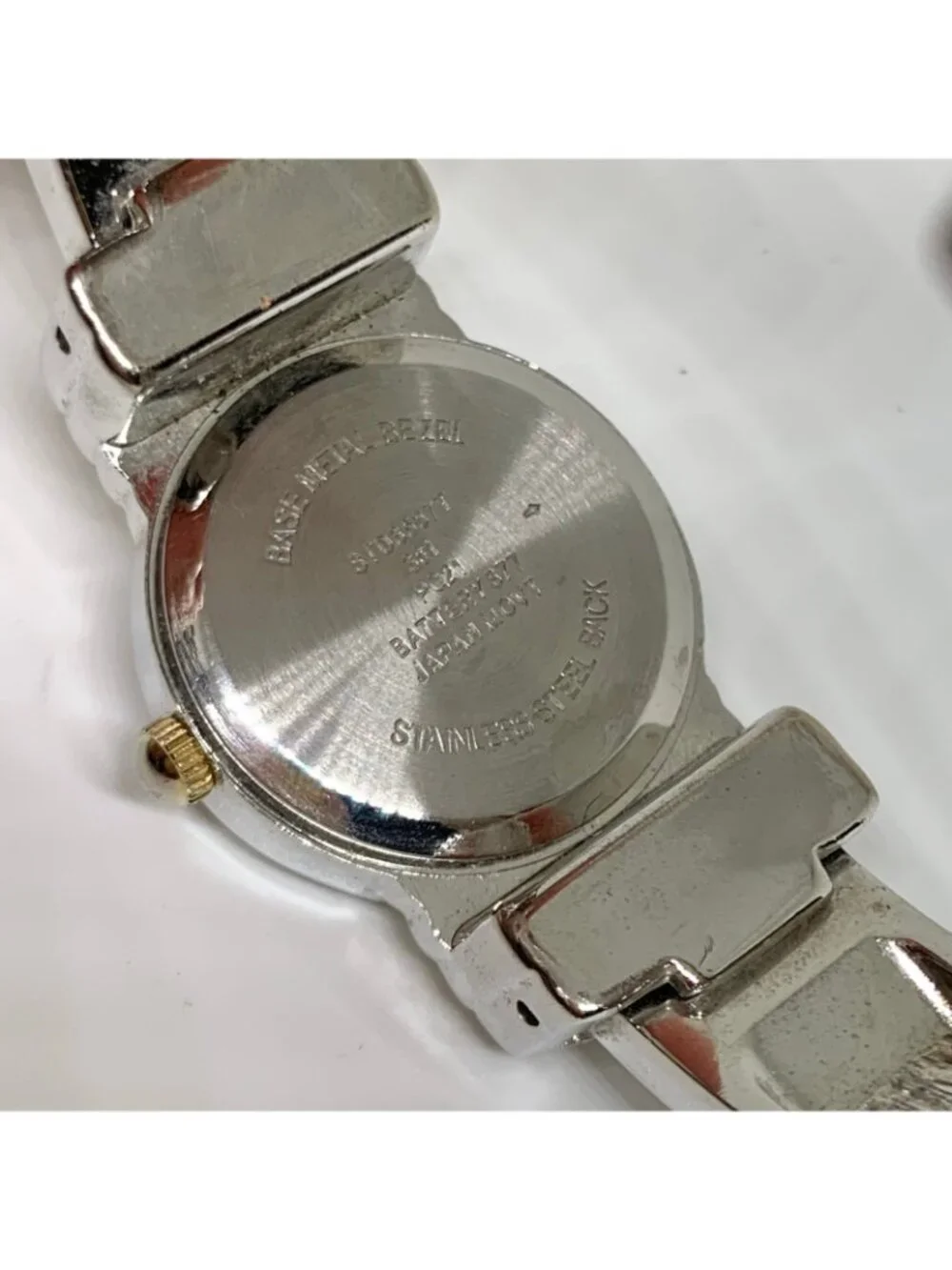 Studio women’s cuff bracelet watch two tone 23mm quartz analog 6.5” running